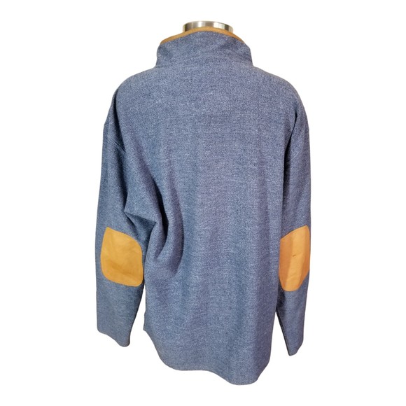 ORVIS Sporting Rugged Men's 1/4 Zip Blue Shirt Leather Elbow Mock Neck Sz Lg - Picture 6 of 11